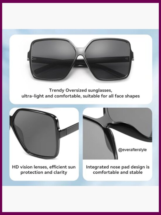 Oversized Square Sunglasses with UV400 Protection, Polarized Composite Lenses main image 5